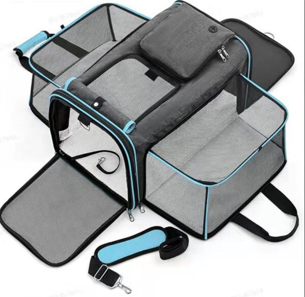PETWEGO Expandable Cat Dog Soft Carrier (Blue)