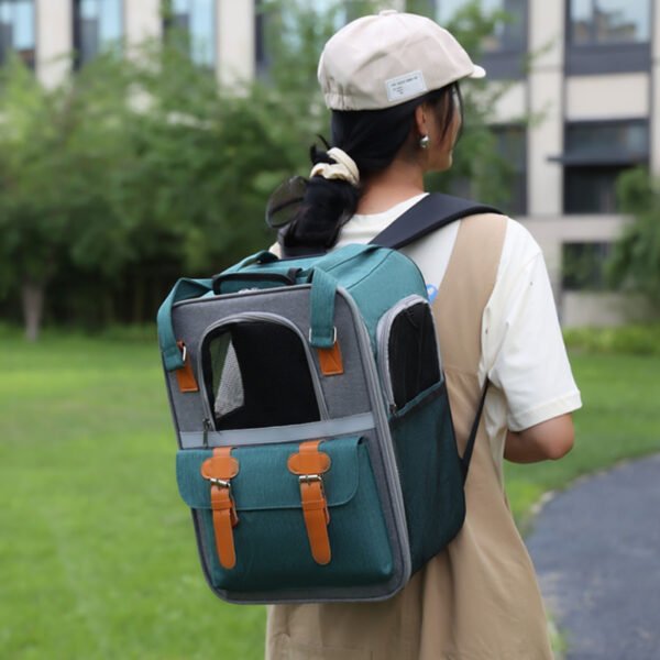 PETWEGO Pet cat dog backpack up to 15 lbs (Green) - 图片 2
