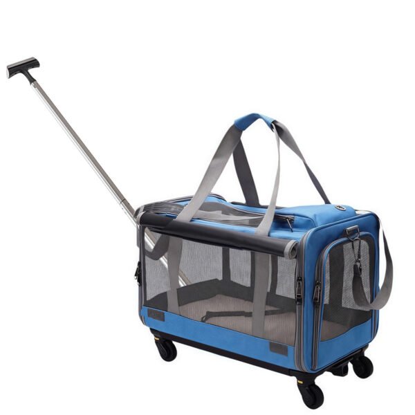 PETWEGO Pet cat dog carrier with wheel (blue)