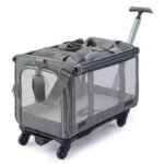 PETWEGO Pet cat dog carrier with wheel (grey)