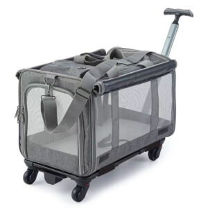PETWEGO Pet cat dog carrier with wheel (grey)
