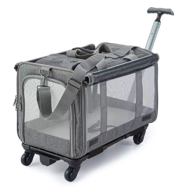 PETWEGO Pet cat dog carrier with wheel (grey)