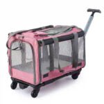 PETWEGO Pet cat dog carrier with wheel (pink)