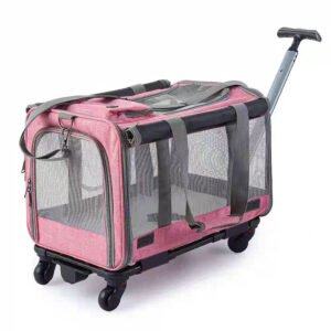 PETWEGO Pet cat dog carrier with wheel (pink)